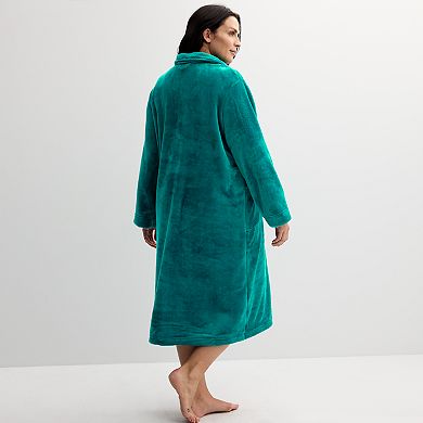 Plus Size Croft & Barrow Plush Zip-Front Long Sleeve Robe