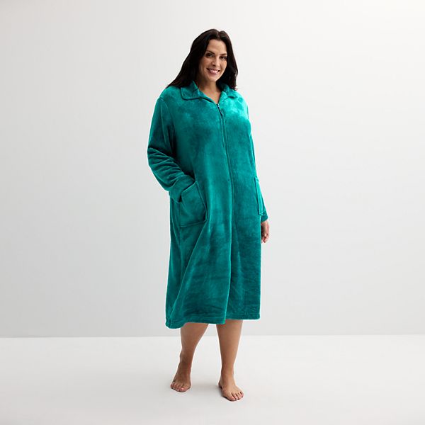 Plus Size Croft Barrow® Plush Zip-Front Long Sleeve Robe