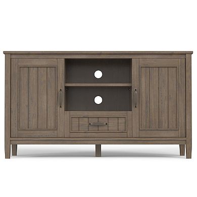 Simpli Home Lev Smoky Brown Solid Wood TV Media Stand