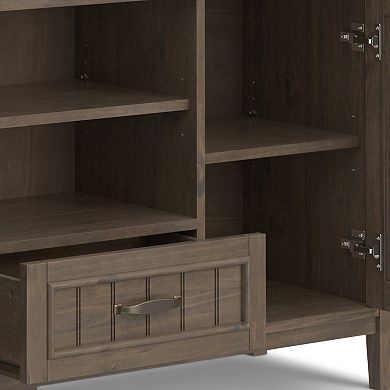 Simpli Home Lev Smoky Brown Solid Wood TV Media Stand