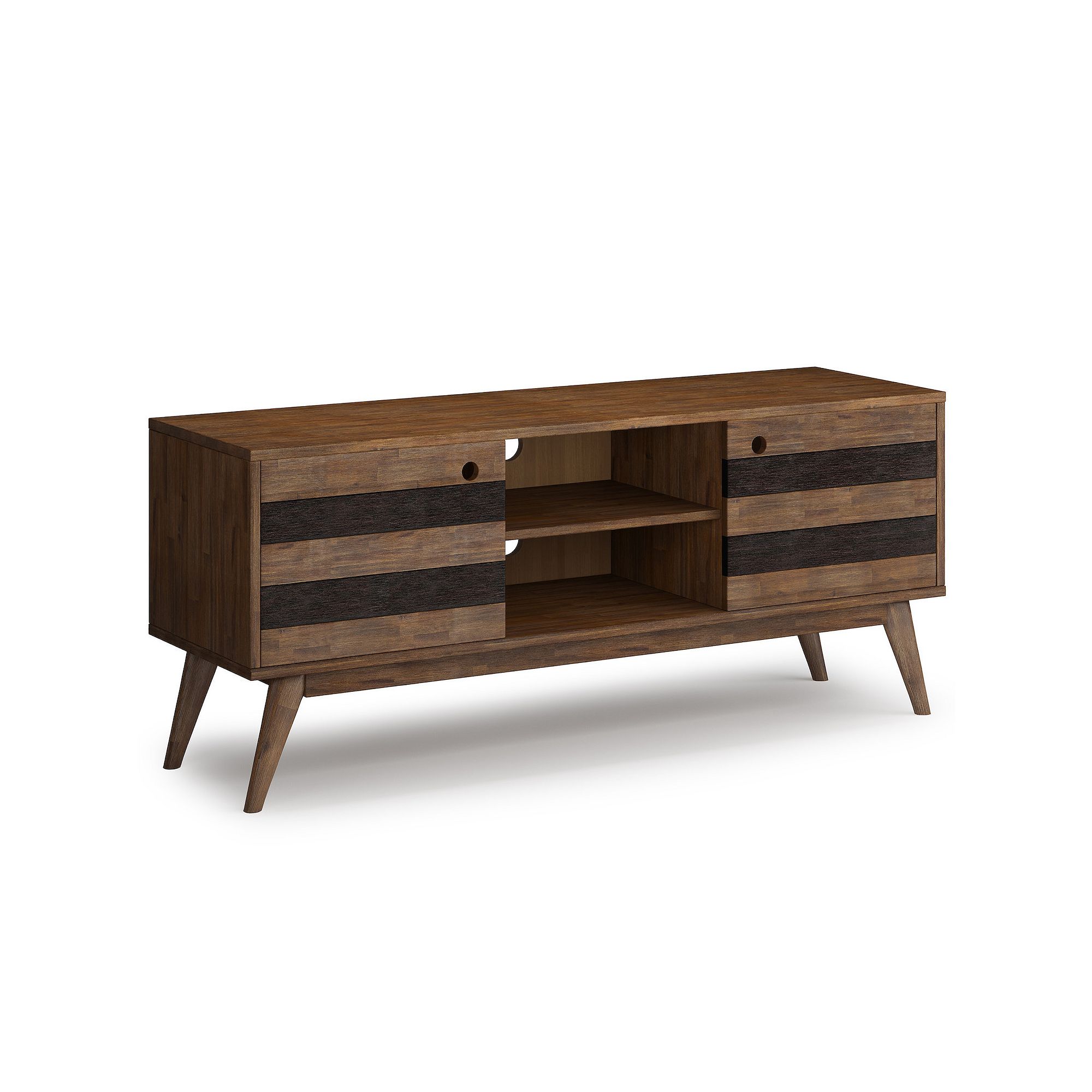 Simpli Home Clarkson Low TV Stand, Rustic Natural Aged Br