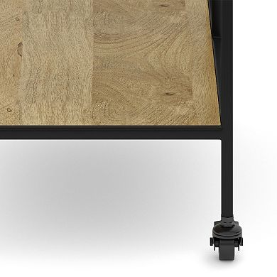 Simpli Home Barnes Solid Mango Wood 29-in. Bar Cart