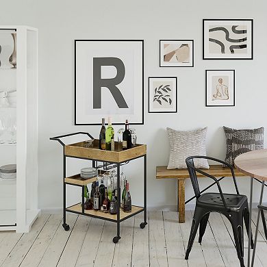 Simpli Home Barnes Solid Mango Wood 29-in. Bar Cart