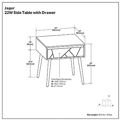 Simpli Home Jager Solid Mango Wood Side Table