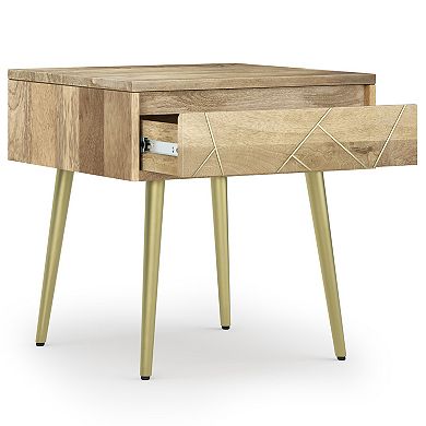 Simpli Home Jager Solid Mango Wood Side Table