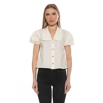 Women's ALEXIA ADMOR Sandra Short Sleeve Top with Embellished Button