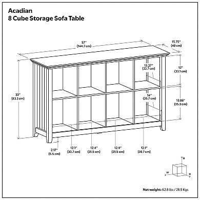 Simpli Home Acadian Solid Wood Entryway Storage Bench with Shelf