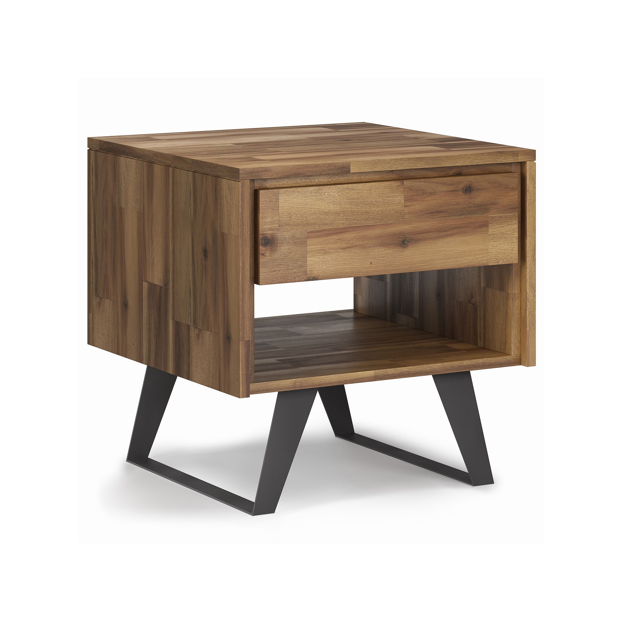Simpli Home Lowry Solid Acacia Wood End Table, Distressed Goldenwheat