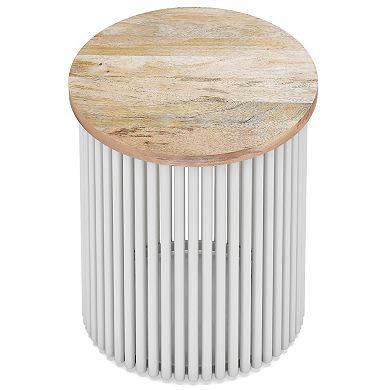 Simpli Home Demy Metal & Wood Accent Table