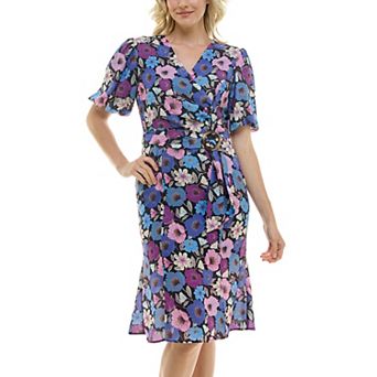 Women's Nicole Miller Surplice Belted Flirty Dress