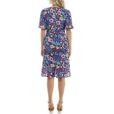 Women's Nicole Miller Surplice Belted Flirty Dress