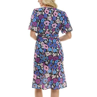 Women's Nicole Miller Surplice Belted Flirty Dress