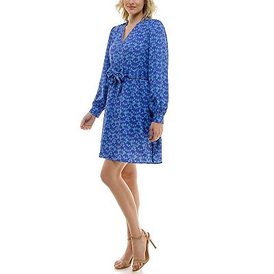Women's Nicole Miller Wrap Dress, Size: 8, Blue Print