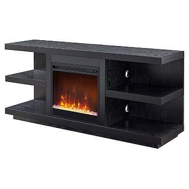 Finley & Sloane Maya Rectangular Crystal Fireplace TV Stand