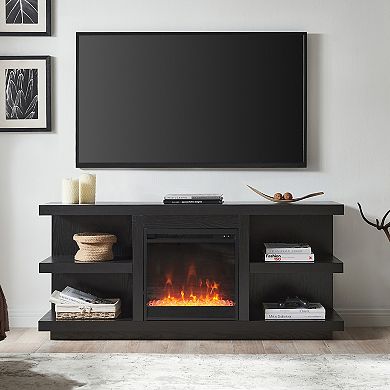 Finley & Sloane Maya Rectangular Crystal Fireplace TV Stand