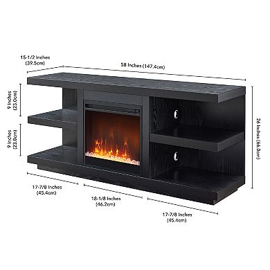 Finley & Sloane Maya Rectangular Crystal Fireplace TV Stand
