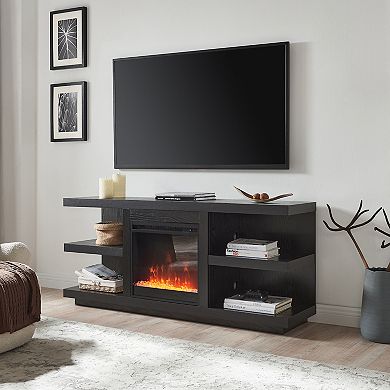 Finley & Sloane Maya Rectangular Crystal Fireplace TV Stand