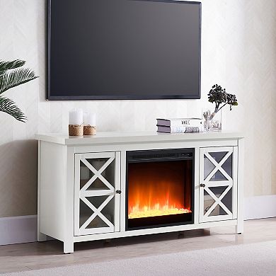 Finley & Sloane Colton Rectangular Crystal Fireplace TV Stand