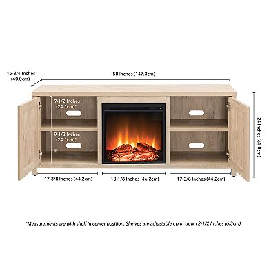Finley & Sloane Granger Rectangular Electric Log Fireplace TV Stand