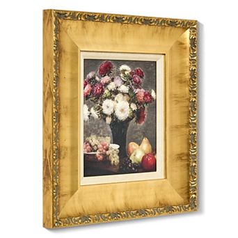 American Art Décor Ornate Framed "Asters and Fruit" Canvas Print by Henri Fantin-Latour