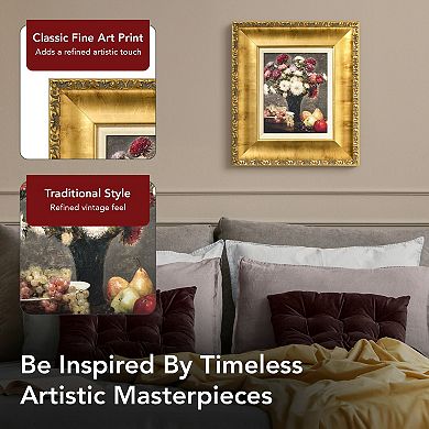 American Art Décor Ornate Framed "Asters and Fruit" Canvas Print by Henri Fantin-Latour