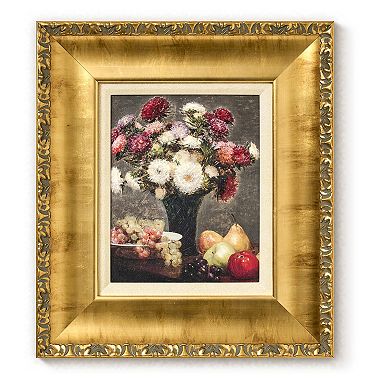 American Art Décor Ornate Framed "Asters and Fruit" Canvas Print by Henri Fantin-Latour