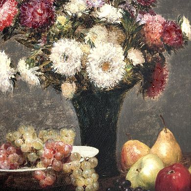 American Art Décor Ornate Framed "Asters and Fruit" Canvas Print by Henri Fantin-Latour