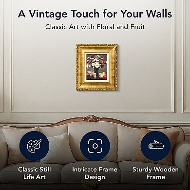 American Art Décor Ornate Framed "Asters and Fruit" Canvas Print by Henri Fantin-Latour