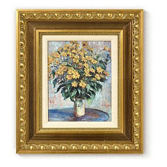 American Art Décor Ornate Framed "Jerusalem Artichoke Flowers" Canvas Print by Claude Monet