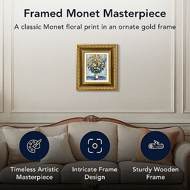 American Art Décor Ornate Framed "Jerusalem Artichoke Flowers" Canvas Print by Claude Monet