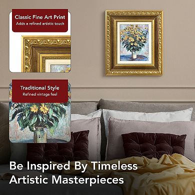 American Art Décor Ornate Framed "Jerusalem Artichoke Flowers" Canvas Print by Claude Monet