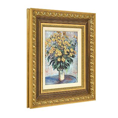 American Art Décor Ornate Framed "Jerusalem Artichoke Flowers" Canvas Print by Claude Monet