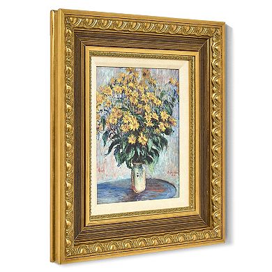 American Art Décor Ornate Framed "Jerusalem Artichoke Flowers" Canvas Print by Claude Monet