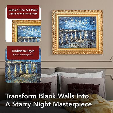 American Art Décor Ornate Framed "Starry Night Over the Rhone" Canvas Print by Vincent van Gogh