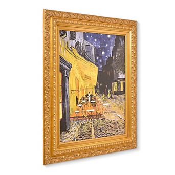 American Art Décor Ornate Framed "Cafe Terrace at Night" Canvas Print by Vincent van Gogh