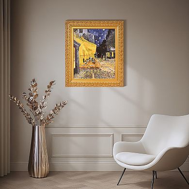 American Art Décor Ornate Framed "Cafe Terrace at Night" Canvas Print by Vincent van Gogh
