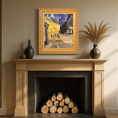 American Art Décor Ornate Framed "Cafe Terrace at Night" Canvas Print by Vincent van Gogh