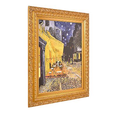 American Art Décor Ornate Framed "Cafe Terrace at Night" Canvas Print by Vincent van Gogh