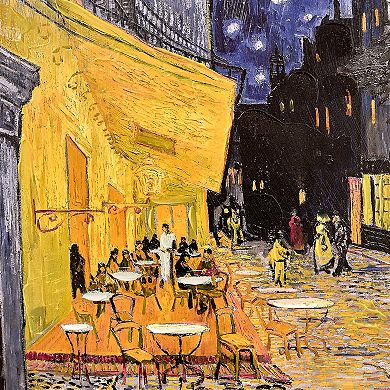 American Art Décor Ornate Framed "Cafe Terrace at Night" Canvas Print by Vincent van Gogh