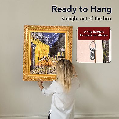 American Art Décor Ornate Framed "Cafe Terrace at Night" Canvas Print by Vincent van Gogh