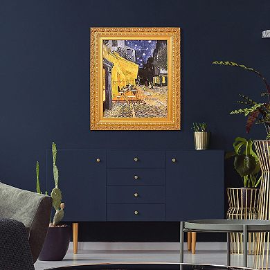 American Art Décor Ornate Framed "Cafe Terrace at Night" Canvas Print by Vincent van Gogh