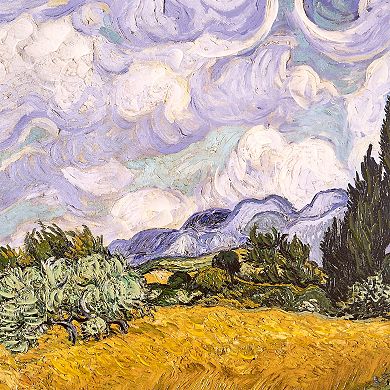 American Art Décor Ornate Framed "Wheat Field with Cypresses" Canvas Print by Vincent van Gogh