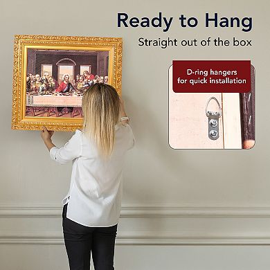 American Art Décor Ornate Framed "The Last Supper" Canvas Print by Leonardo da Vinci