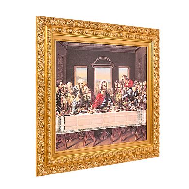 American Art Décor Ornate Framed "The Last Supper" Canvas Print by Leonardo da Vinci
