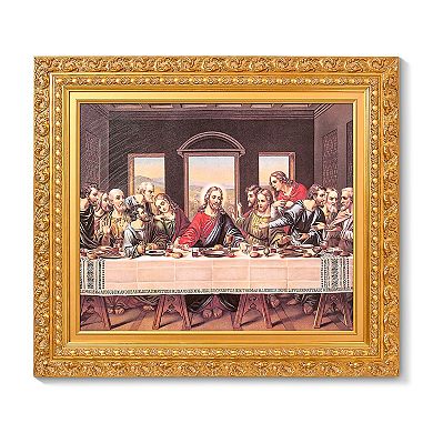 American Art Décor Ornate Framed "The Last Supper" Canvas Print by Leonardo da Vinci