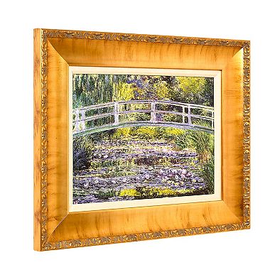 American Art Décor Ornate Framed "Water Lilies with Bridge" Canvas Print by Claude Monet