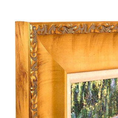American Art Décor Ornate Framed "Water Lilies with Bridge" Canvas Print by Claude Monet