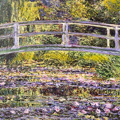 American Art Décor Ornate Framed "Water Lilies with Bridge" Canvas Print by Claude Monet