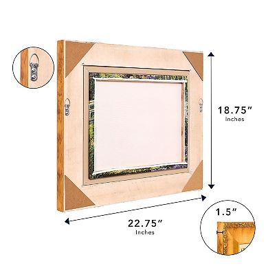 American Art Décor Ornate Framed "Water Lilies with Bridge" Canvas Print by Claude Monet