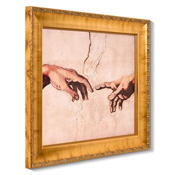 American Art Décor Ornate Framed "Creation of Adam" Canvas Print by Michelangelo